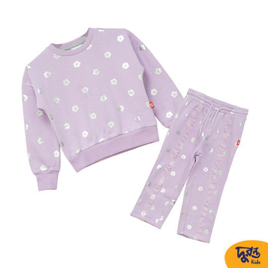 Toddler Girls Purple AOP Fleece Sweatshirt Set
